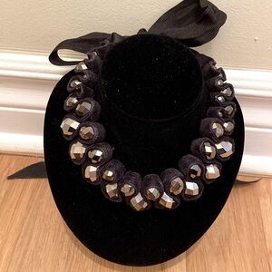 ✅Prissy & Posh statement necklace gunmetal finish and  satin ribbon ties 🖤🩶